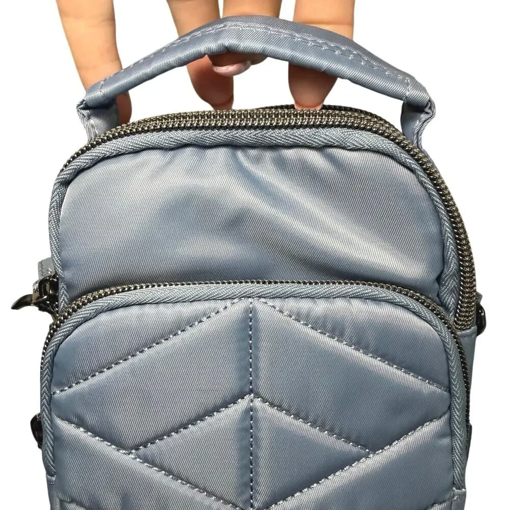 NWT Lug SKEETER MINI M2 Quilted Satin Light Blue Moon Crossbody Convertible Bag